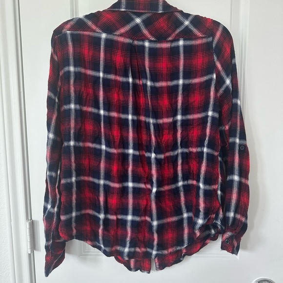 Le Lis Red and Blue Plaid Long Sleeve Top - Picture 3 of 4
